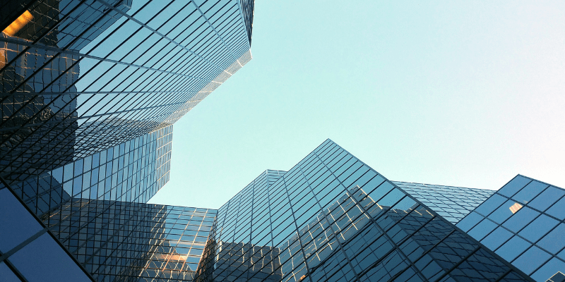 artistic shot of glass skyscapers