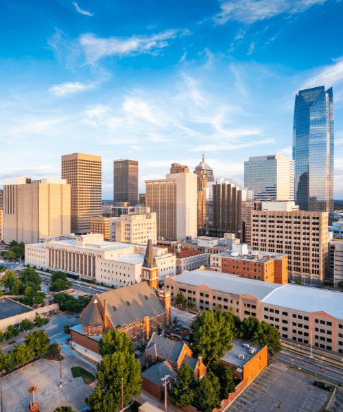 Aerial view of a city skyline