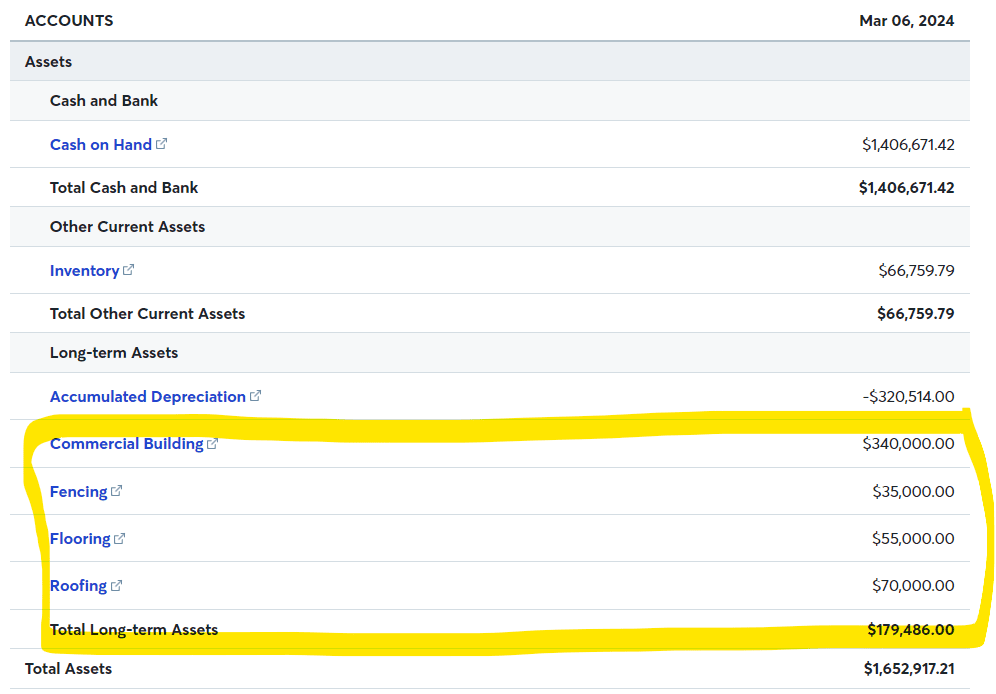 A screenshot of accounts and assets for fencing, flooring, roofing, and commercial construction industries